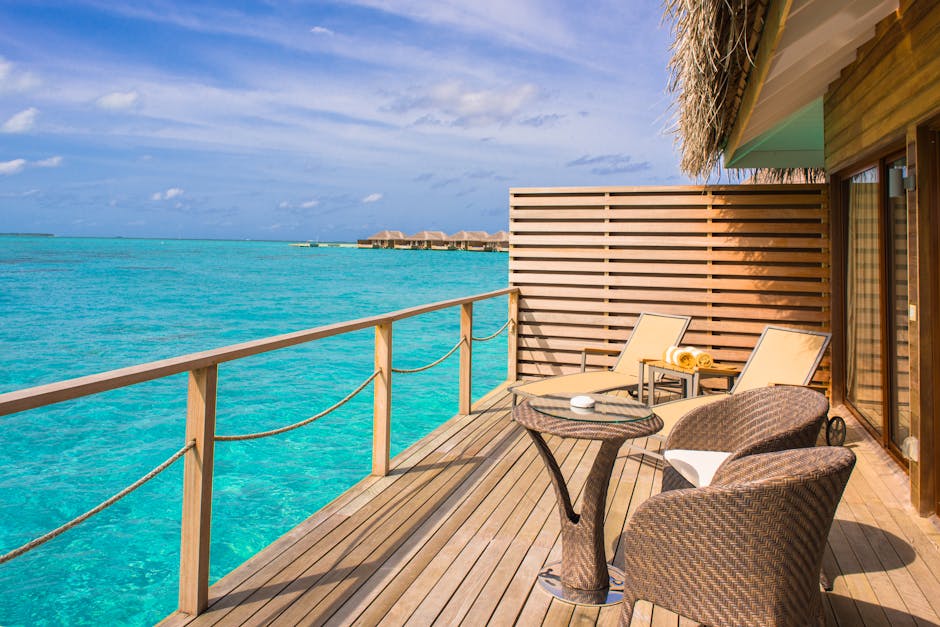 Maldives Villas With Coral Steps and Water Deck Chairs