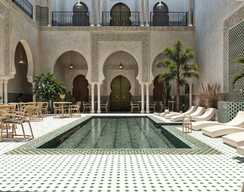 Moroccan Riads With Pool Gardens and Silk Curtains